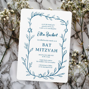 Delikat botaniskt stjärnor på David Pub Bat mitzva Inbjudningar