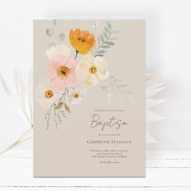 delikat bouquet Baptism-inbjudan Inbjudningar (Skapare uppladdad)