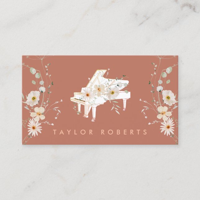 delikat bouquet white piano visitkort (Framsida)