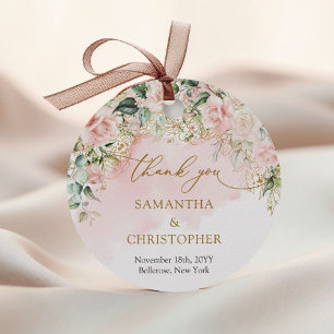 Delikat coquette rosa ros guld och Greenery Gåvor Etiketter