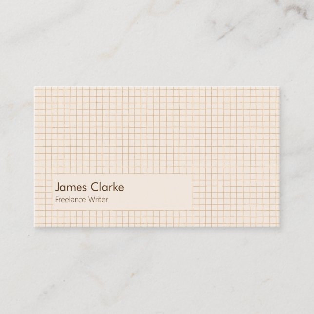 Delikat Creamy Brown Checkated Mönster med Logotyp Visitkort (Framsida)