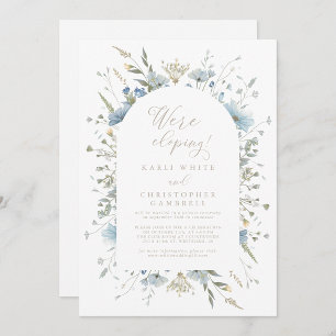 Delikat Dusty Blue Wildblommor Elopement Party Inbjudningar