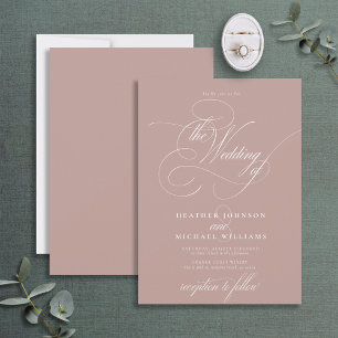Delikat Dusty Ro Modern Calligraphy Classic Inbjudningar