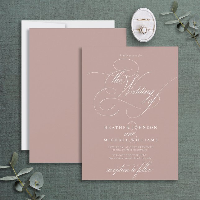 Delikat Dusty Ro Modern Calligraphy Classic Inbjudningar (Skapare uppladdad)