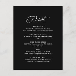 Delikat Elegant bröllop Black Tilläggskort