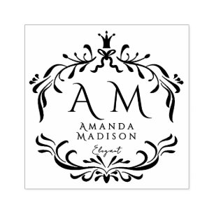 Delikat Elegant Monogram Rubber Frimärke Stämpel