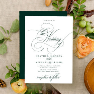 Delikat Emerald Grönt Modern Calligraphy Classic Inbjudningar