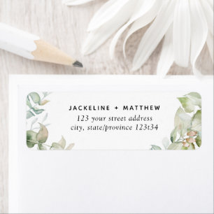 Delikat Eucalyptus Elegant Greenery, adressetikett Returadress Etikett