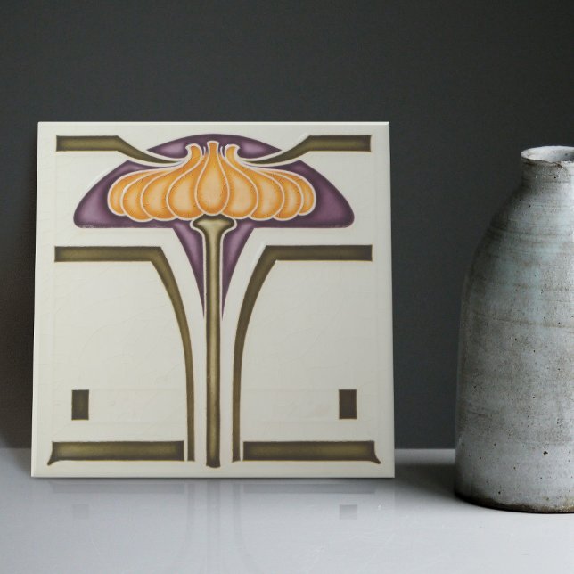 Delikat Flowers Jugendstill Art nouveau Tyskland Kakelplatta (Skapare uppladdad)
