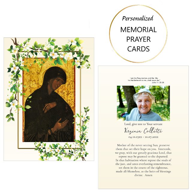 Delikat Flowers Orthodox Memorial Prayer Card Placeringskort (Skapare uppladdad)