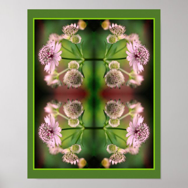 Delikat Flowers Spegel Abstrakt Poster (Framsidan)