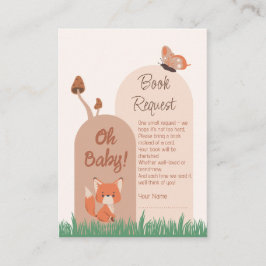 Delikat Forest Fox Baby Shower Bok-begäran Tilläggskort