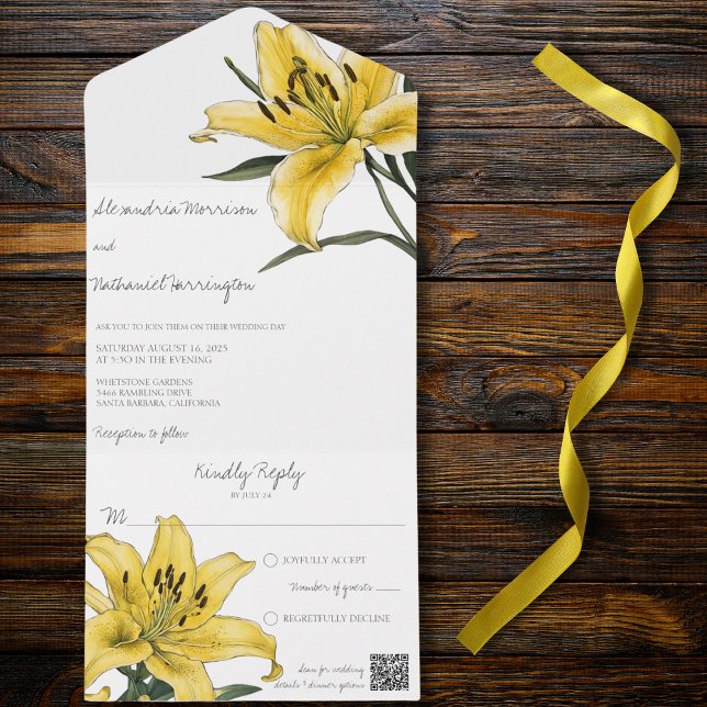 Delikat Golden Gult Lily QR-kod (Also available without QR code. )