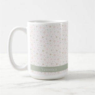 Delikat Grått Snowflake Mönster jul Namn Kaffemugg