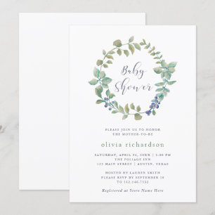 Delikat Greenery Baby Shower Inbjudningar