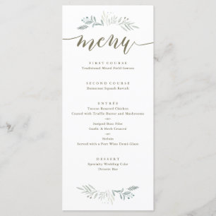 Delikat Greenery Bröllop Menu Meny