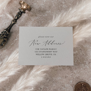 Delikat Greige New Home Change of Adress Card Visitkort