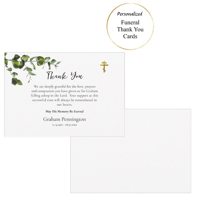 Delikat Grey Simple Orthodox Funeral Tack Kort (Skapare uppladdad)