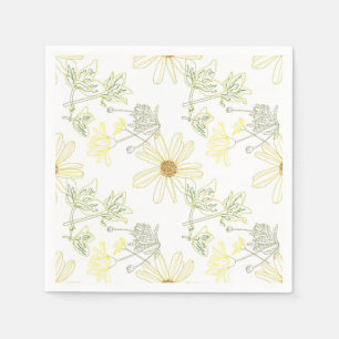 Delikat gula blommor och löv pappersservett