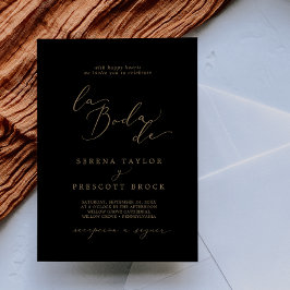 Delikat Guld Calligraphy Black La Boda De Bröllop Inbjudningar