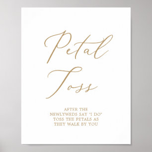 Delikat Guld Calligraphy Bröllop Petal Toss Poster