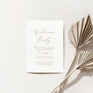 Delikat Guld Calligraphy Bröllop Welcome Party Tilläggskort