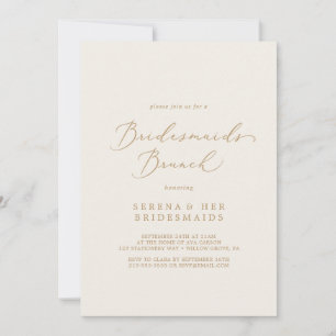 Delikat Guld Calligraphy Cream Bridesmaids Brunch Inbjudningar