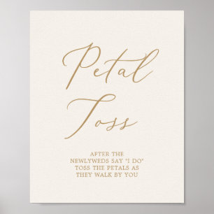 Delikat Guld Calligraphy Cream Bröllop Petal Toss Poster