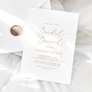 Delikat Guld Calligraphy Möhippa Brunch Inbjudningar