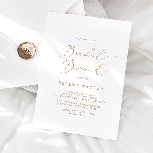 Delikat Guld Calligraphy Möhippa Brunch Inbjudningar (Skapare uppladdad)