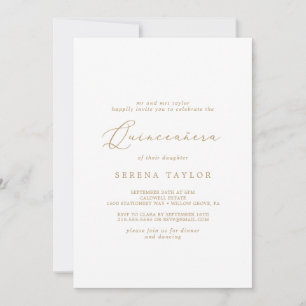 Delikat Guld Calligraphy Quinceañera Inbjudningar