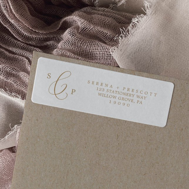 Delikat Guld Calligraphy Return-adressetikett Returadress Etikett (Skapare uppladdad)