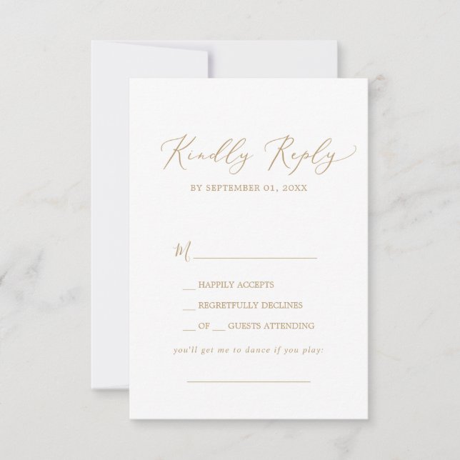Delikat Guld Calligraphy Sång Request OSA kort (Framsida)