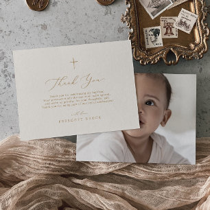Delikat Guld Cream Foto Modern Kor-baptism Tack Kort