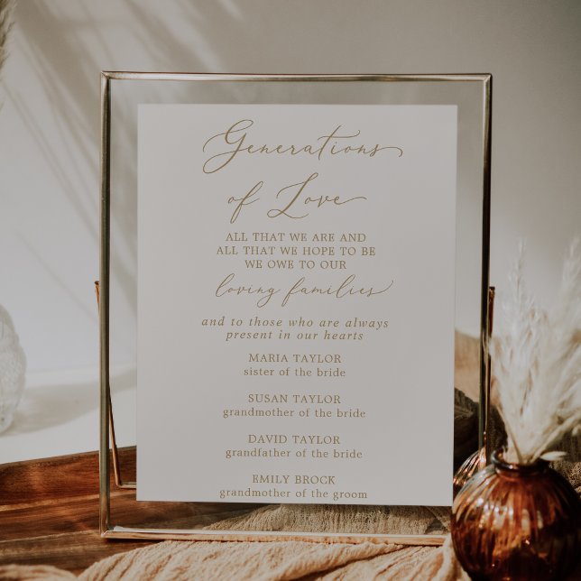 Delikat Guld Cream Generation Kärlek Memorial Poster (Delicate Gold Cream Generations of Love Memorial Poster)