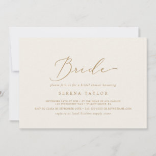 Delikat Guld Cream Vågrät Bride Möhippa Inbjudningar