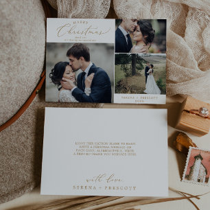 Delikat Guld-jul, Bröllop Photo Tack Ho Julkort