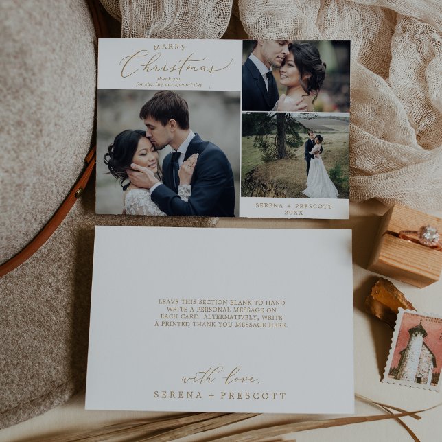 Delikat Guld-jul, Bröllop Photo Tack Ho Julkort (Skapare uppladdad)