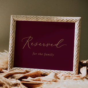 Delikat Guld och Burgundy Reserverat för familjen Poster