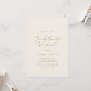 Delikat Guld och Cream Bachelorette Helg Inbjudningar