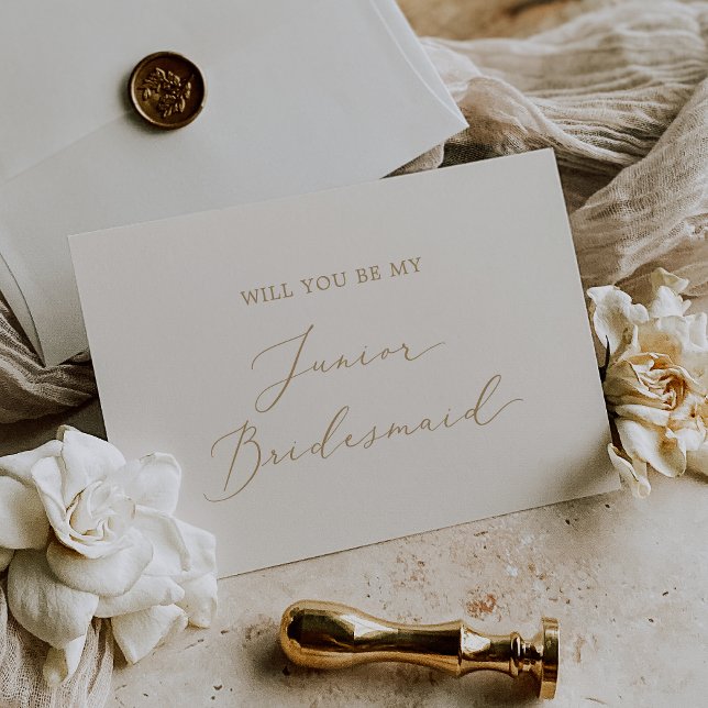 Delikat Guld och Cream Junior Bridesmaid Frieri Inbjudningar (Skapare uppladdad)