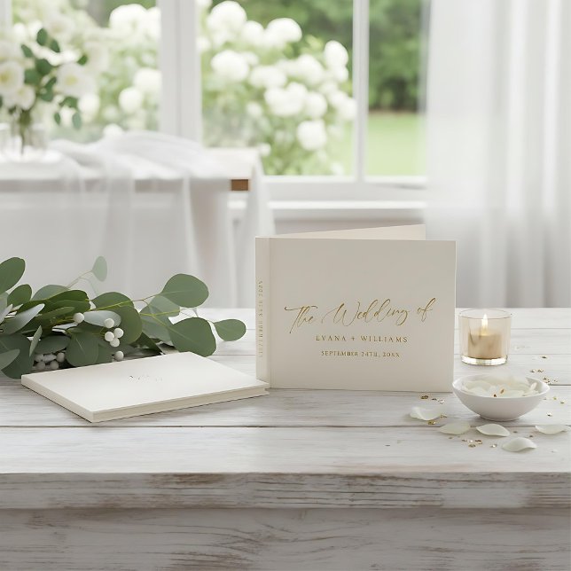 Delikat Guld och elfenbensmonogram Bröllop Gästböcker (Skapare uppladdad)