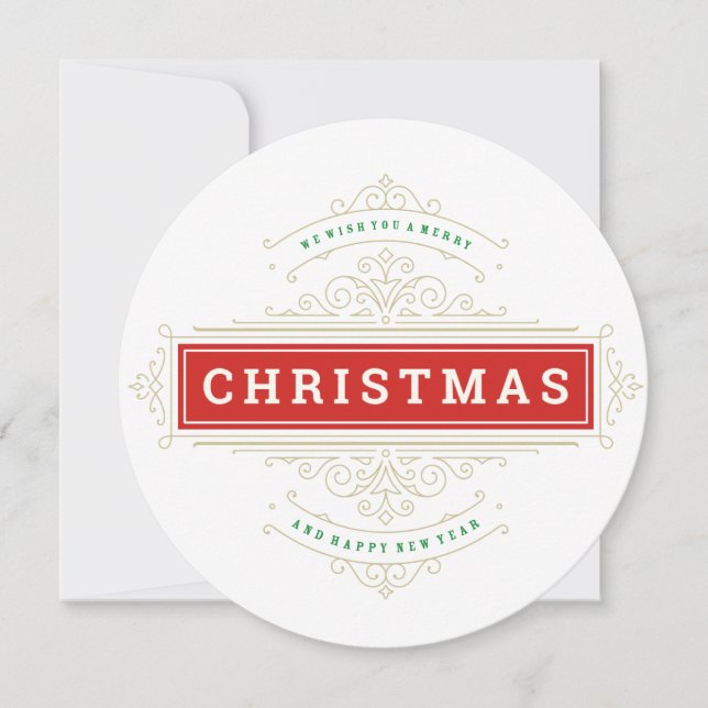 Delikat Guld Ornate Ram Julhälsningar Julkort (Framsida)