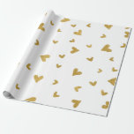 Delikat Guld Sepia Hearts Confetti White Bröllop Presentpapper<br><div class="desc">Söt,  delikat kärlek. För bröllop möhippa Alla hjärtans dag,  födelsedagar osv.</div>