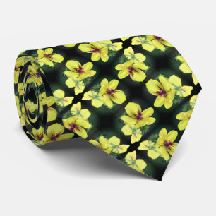 Delikat Gult Wildblomme Abstrakt Art Mönster Slips