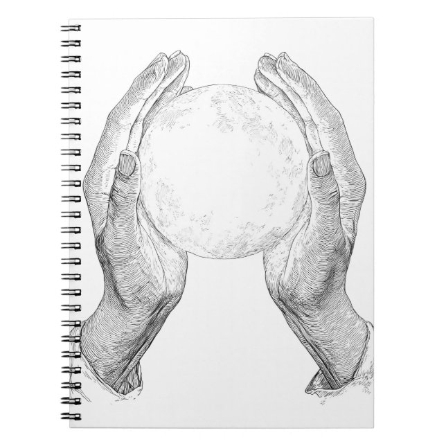 Delikat Händer Holding Måne Sketch Anteckningsbok (Framsidan)