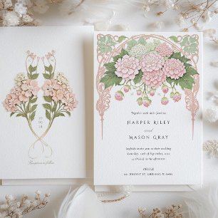 Delikat Hydrangea Garden Wedmedand Inbjudningar