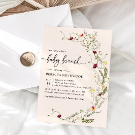 Delikat inbjudan till Rustic Wildblommor Baby Brun
