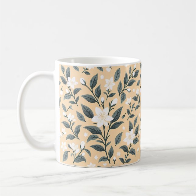 Delikat Jasmine-Blommönster Kaffemugg (Vänster)