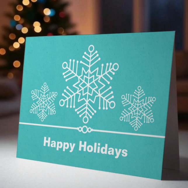 Delikat julkort i Snöflingor, turkos Helgkort (Turquoise Delicate Snowflakes Christmas Card)